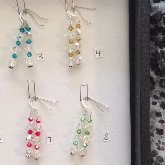 Handmade Line Sterling Silver Crystal Earrings - Picture 6 of 12